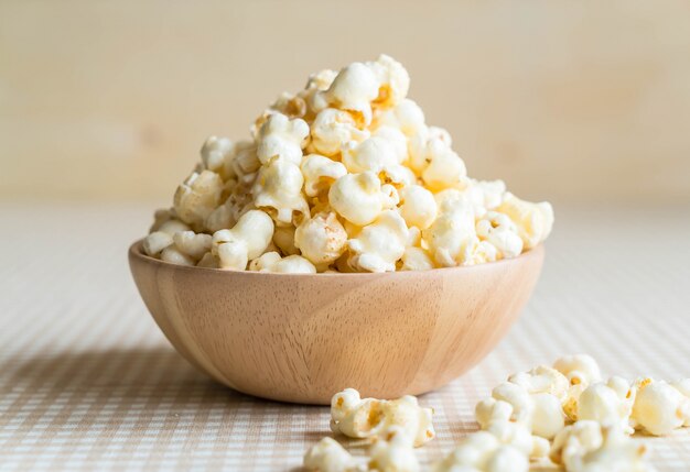 caramel popcorn on table