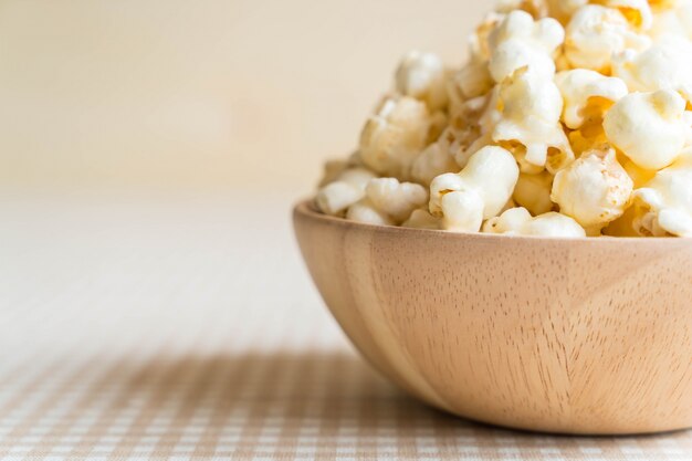 caramel popcorn on table