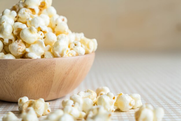 caramel popcorn on table