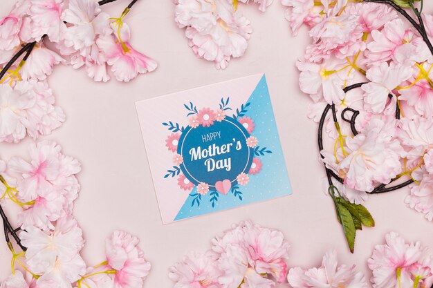 母の日カードと花
