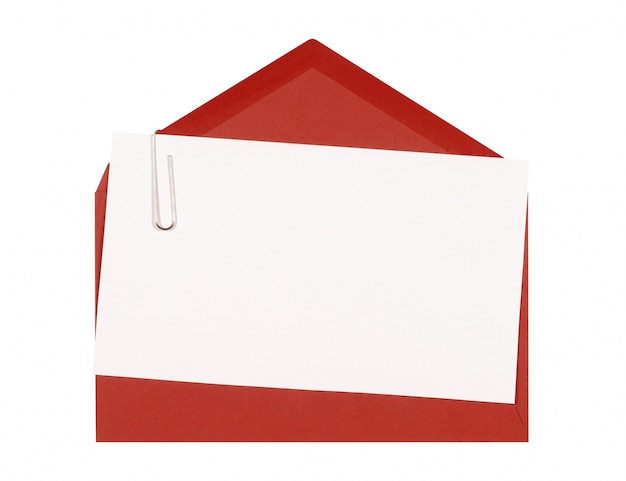 Красный конверт с поздравительной открыткой