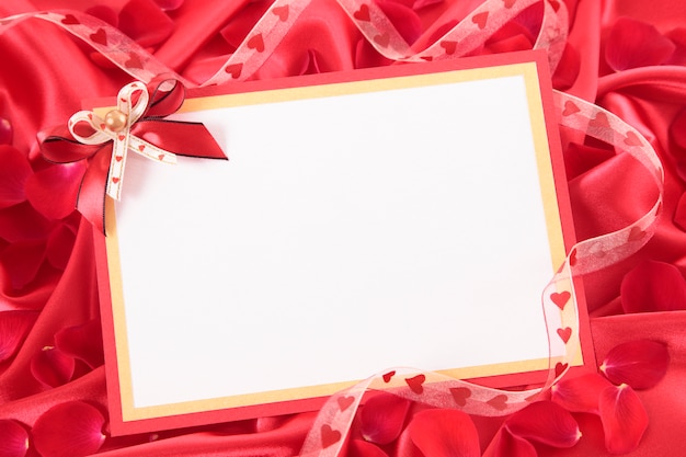 Free photo card with red ribbons for valentine