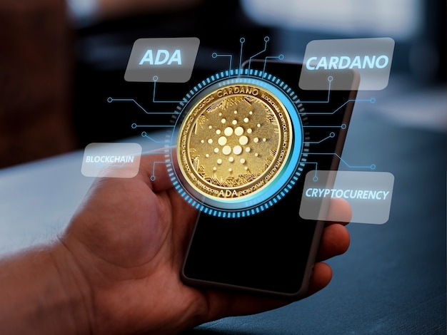 Free photo cardano blockchain platform with smartphone