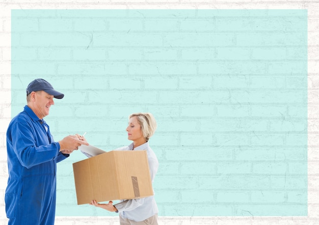 cardboard box customer studio shot 50s female