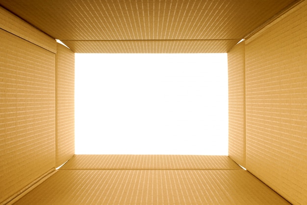 Free photo cardboard box inside view