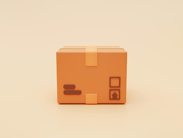 골 판지 상자 소포 패키지 아이콘 빠른 배달 운송 물류 개념 배경 3d 렌더링 그림을 제공
