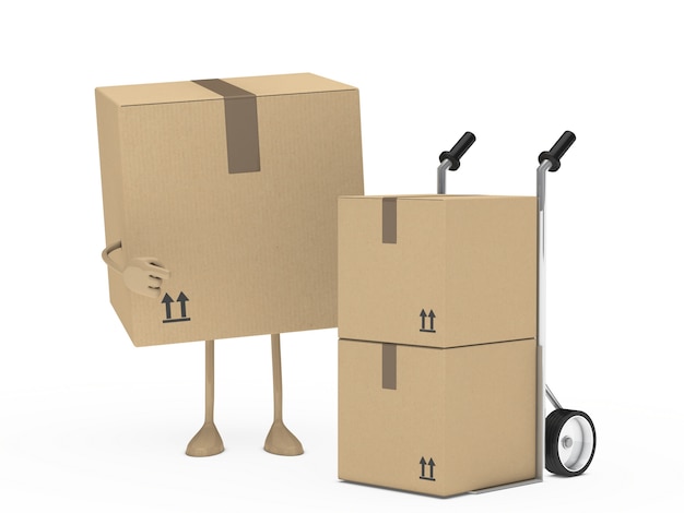 Free photo cardboard box pointing other boxes