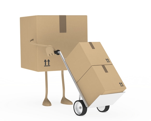 Cardboard box using a cart