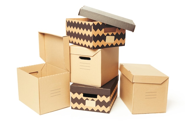 Free photo cardboard boxes isolated over white background