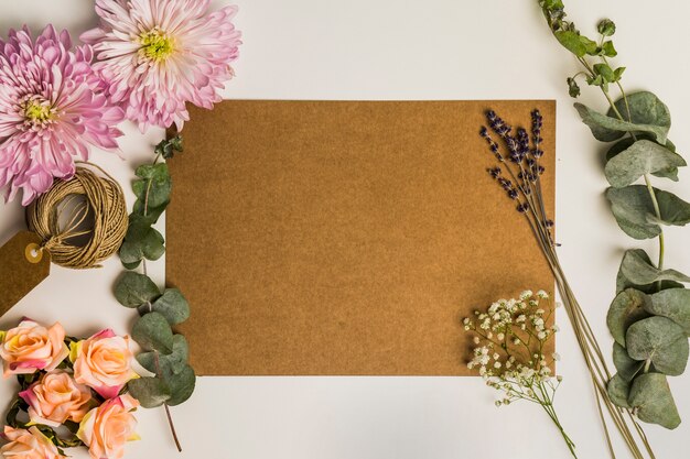 Cardboard sheet and flowers