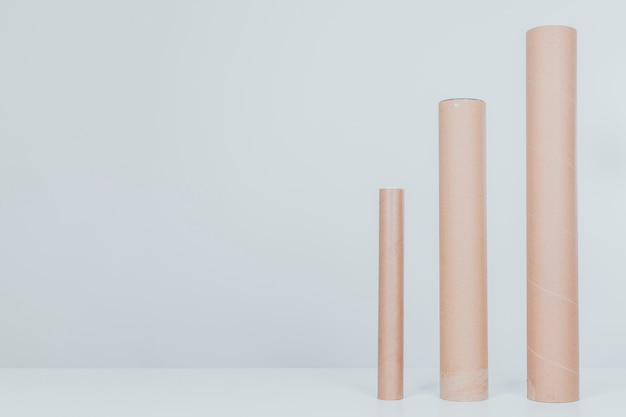 Free photo cardboard tubes in different sizes