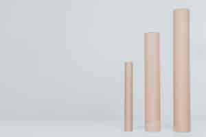 Free photo cardboard tubes in different sizes