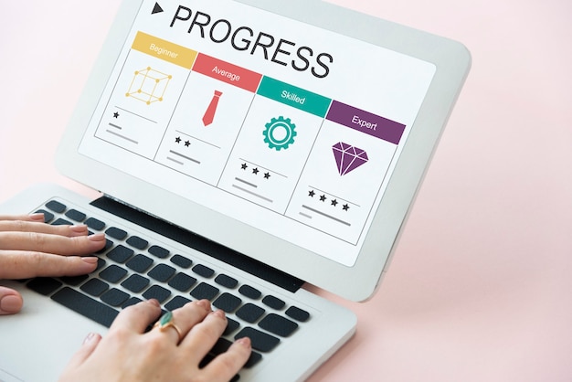 Simbolo grafico dell'icona di progresso delle abilità di carriera