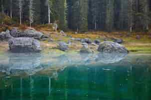 Free photo carezza lake val di fassa dolomites alps