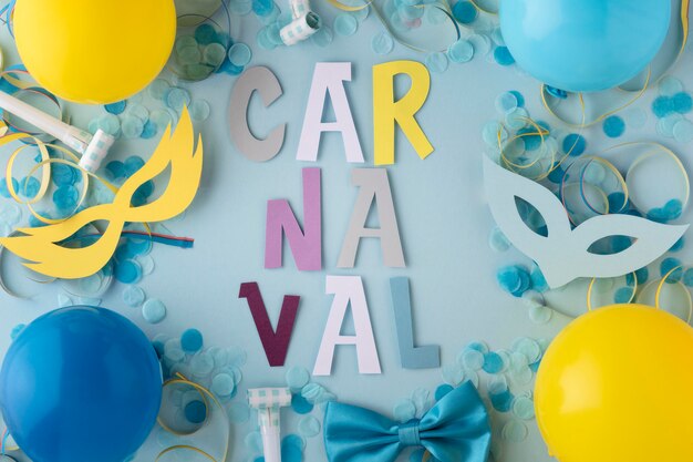 Carnival cute masks and balloons