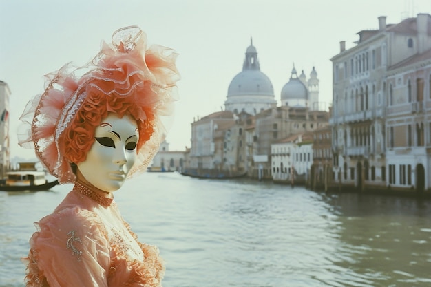 Foto gratuita scena di carnevale con persone che festeggiano e si divertono