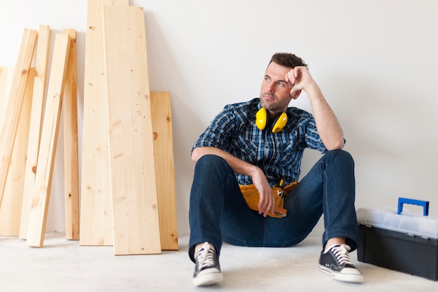 Carpenter relaxing after work