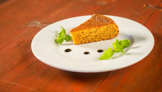 Carrot and almond cake with coffee