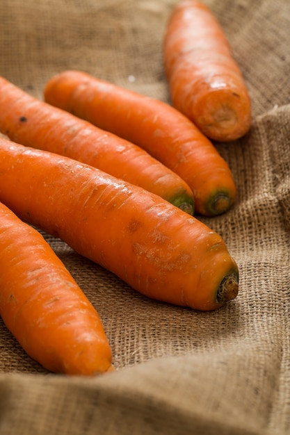 Carrots on blanket