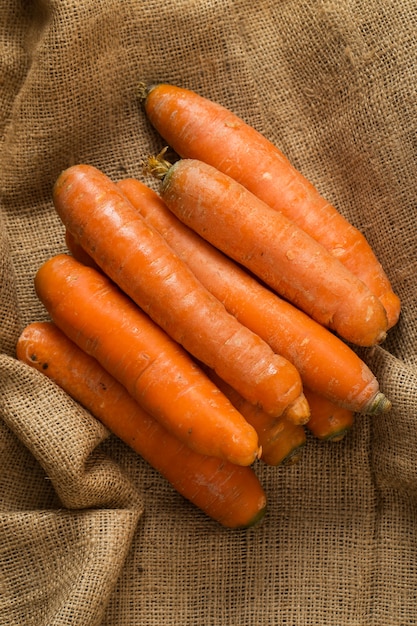 Carrots on blanket