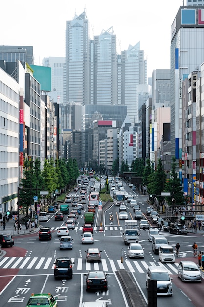 Cars in city traffic in daylight