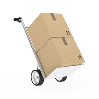 Free photo cart with two cardboard boxes