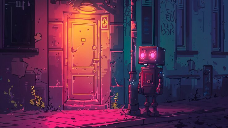 Free Photo cartoon ai robot scene