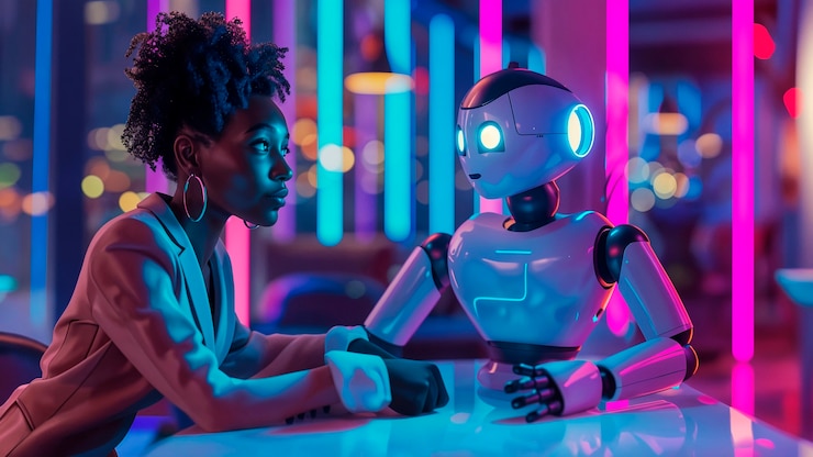 Free Photo cartoon ai robot scene