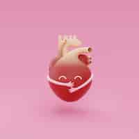 Free photo cartoon anatomical heart hugging