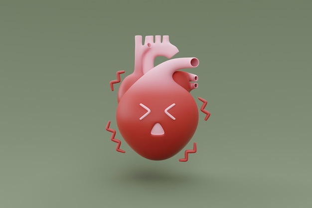 Free photo cartoon anatomical heart in pain