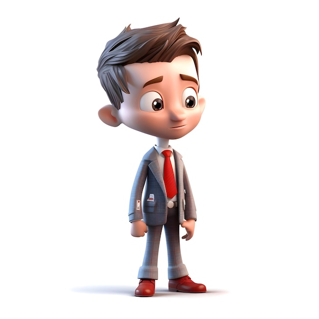 ビジネススーツとネクタイを着たカジュアルな男の漫画キャラクター