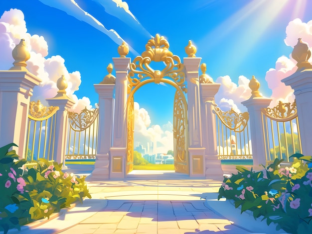 Free photo cartoon depiction of the gates of heaven