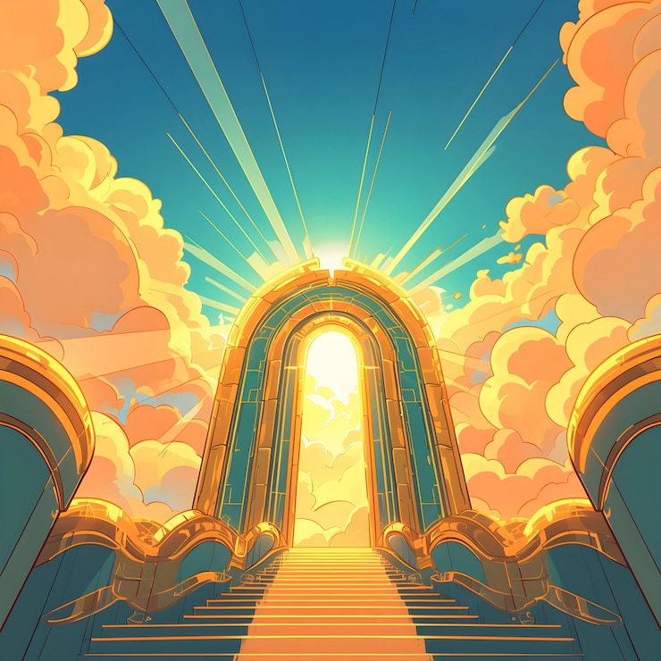 Free Photo cartoon depiction of the gates of heaven