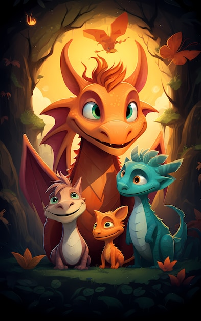 Free photo cartoon dragon character