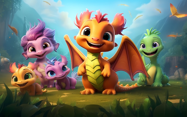 Free photo cartoon dragon character