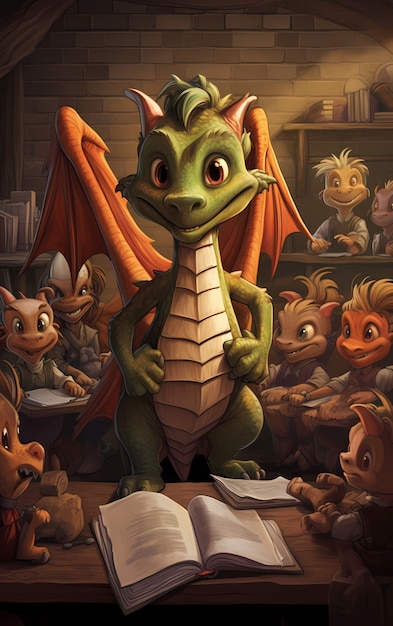 Foto gratuita personaggio di cartone animato drago
