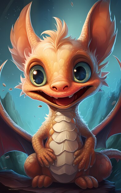 Free photo cartoon dragon character