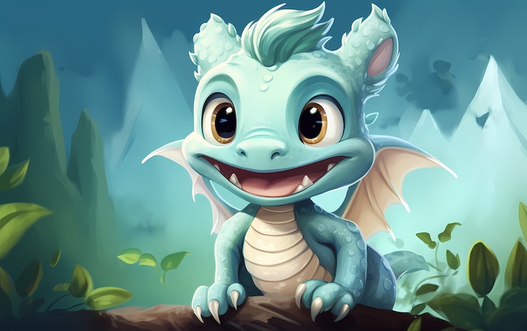 Free Photo cartoon dragon character