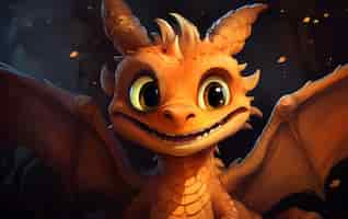 Free photo cartoon dragon character