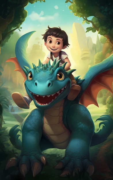 Free photo cartoon dragon character