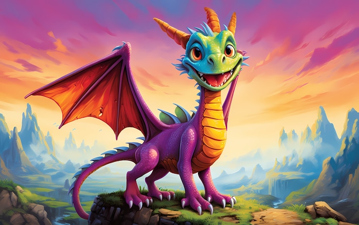 Free Photo cartoon dragon character