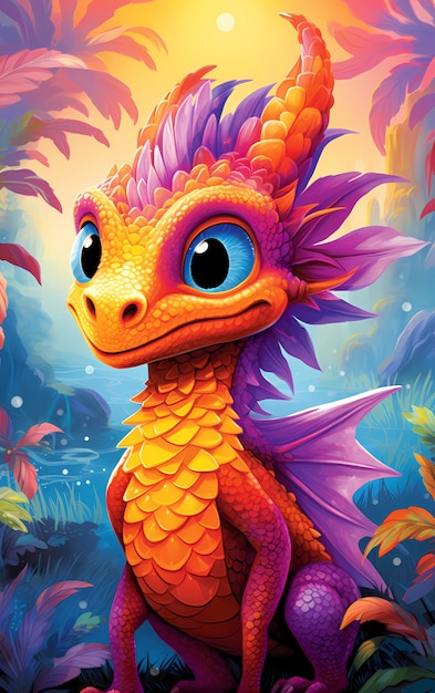 Free photo cartoon dragon character