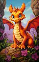 Free photo cartoon dragon character