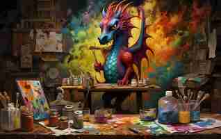 Free photo cartoon dragon character