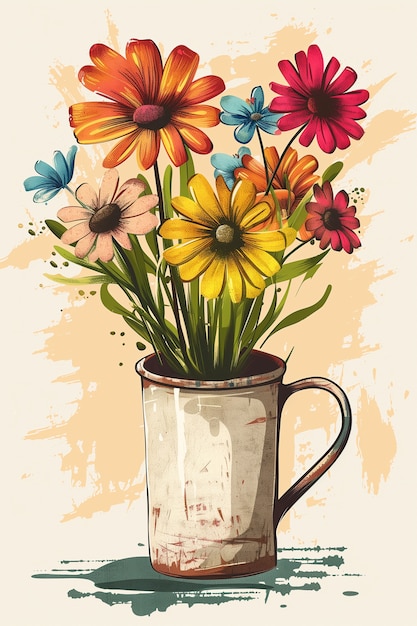 Foto gratuita disegno animato di un bouquet di fiori