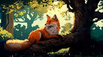 Free photo cartoon fox animal