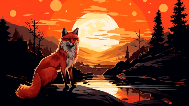 Free photo cartoon fox animal