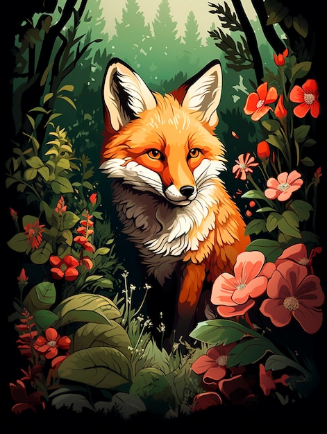 Free photo cartoon fox animal