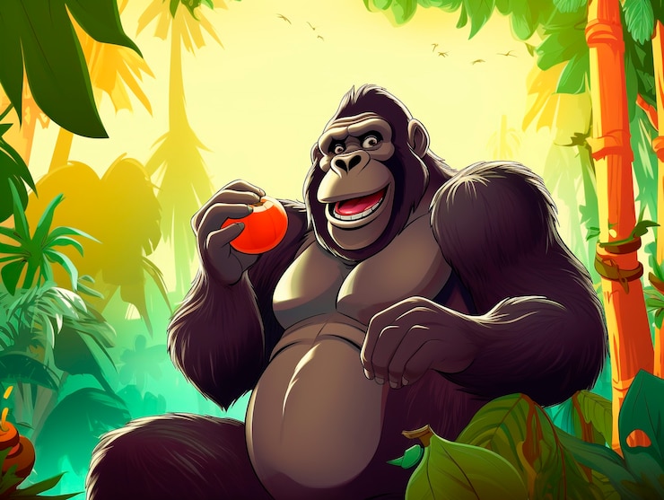Free Photo cartoon gorilla in the jungle