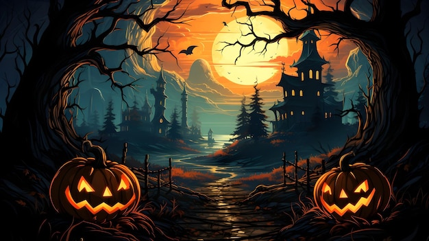 Free photo cartoon halloween background